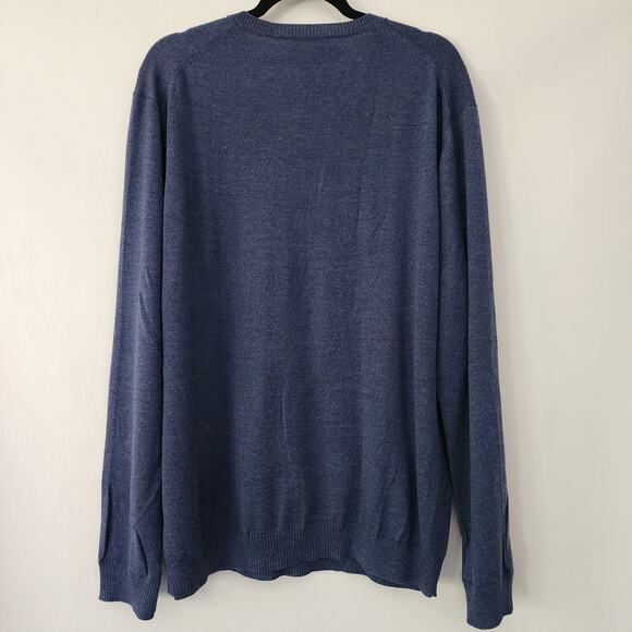 Pronto Uomo blue extra fine‎ Merino Wool V-neck sweater mens size XXL - Picture 4 of 6